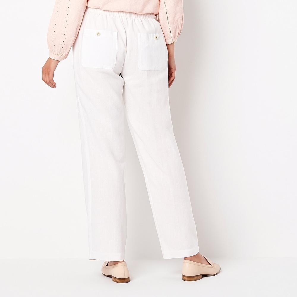 Liz Claiborne White Linen Blend Relaxed Wide Leg Pants XL